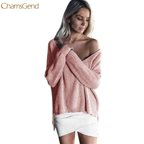 chamsgend sweater women winter casual solid outwear knitted autumn hollow out pullover sweater long sleeve off, White;black